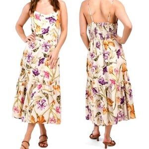 Joie Floral Linen Maxi Dress with Spaghetti Straps